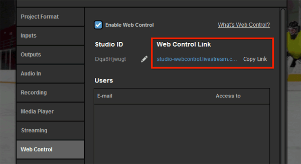 LiveStream Studio Web Control