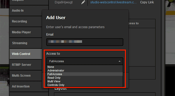 LiveStream Studio Web Control