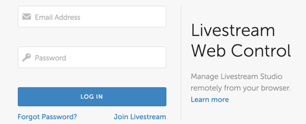 LiveStream Studio Web Control